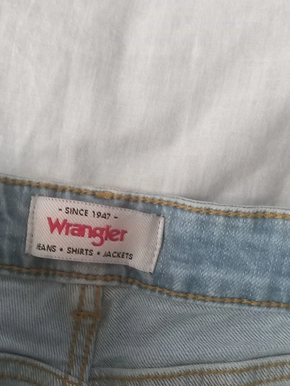 Wrangler Light Blue High-Rise Distressed Straight Leg Jeans